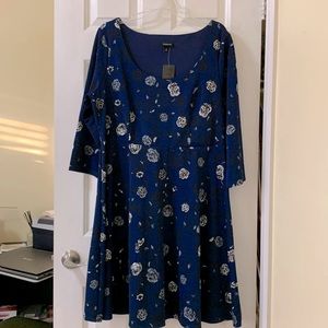 Torrid Blue Floral Princess Textured Skater dress